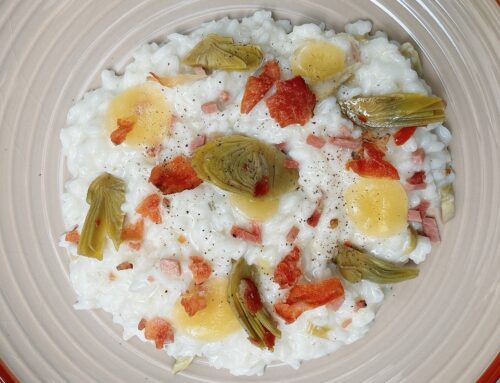 Risotto con morlacco del Grappa, speck e carciofi